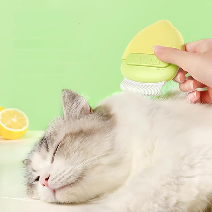 Cat Brush for Shedding – Dual-Function Cat Comb & Small Dog Brush, Furminator for Cats, Fresh Design for Grooming (Yellow)