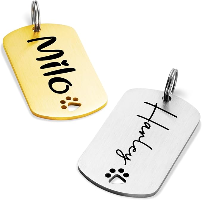 Ultra Joys Dog Tags Personalized for Pets - Hollow Paw Custom Pet ID Tag - Engraved Dog Tag for Small, Large Dogs - Large Military Dog Tag in Silver
