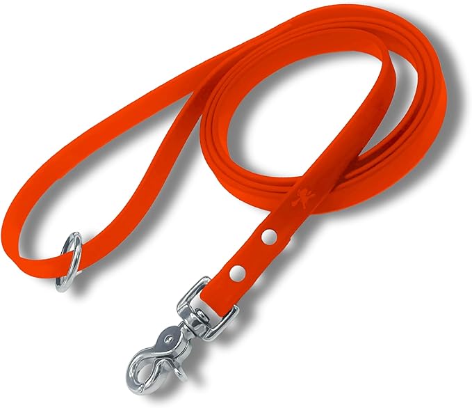 Gummy K9 Biothane Dog Leash, Professional Training Lead, Stainless Steel, New Advanced Safety Clasp, Weatherproof, Waterproof, Long Lasting, 6 Ft (5/8 Orange), Small, Medium, Large Dogs, Made in USA