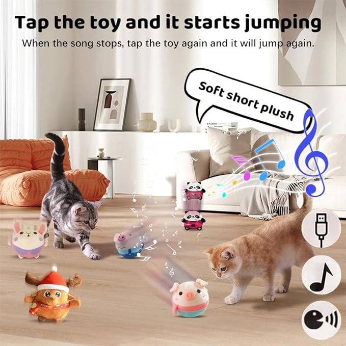 Active Moving Pet Plush Toy, Upgrade Interactive Dog Toys Talking Moving Dog Ball Toy Washable Cartoon Pig Plush Sound Electronic Herding Ball for Dogs Shake Bounce Boredom Talking Toys (Red Pig)
