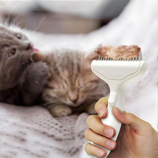2026 Upgrade Cat Grooming Brush Self Cleaning, Self Cleaning Slicker Brush Small for Dog & Cat, Pet Grooming Deshedding Tool for Detangling & Dematting Long, Easy To Clean Loose Undercoat (White#G)