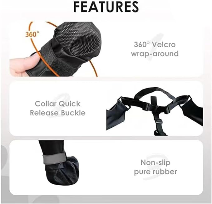 Waterproof, Anti-Slip Dog Boots for Small/Medium Dogs. Protects Paws on hot Pavement, Snow, and Outdoor Walks. Secure Harness Design. Ideal for All Seasons (XXL)