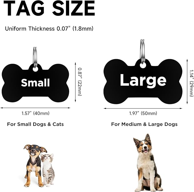 Dog Tags Engraved Pet - GISUREY Dog Tag with 2 Spilt Rings - Stainless Steel and Double-Sided Engraving - Personalized Dog Cat Name Tag with Various Designs, Bone Floral