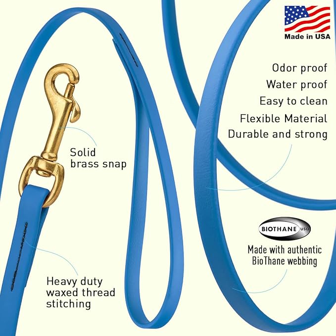 Viper K9 Biothane Working Dog Leash Waterproof Lead for Tracking Training Schutzhund Dog Sport and Search - Odor-Proof Long Line with Solid Brass Snap for Puppy Medium and Large - Water Friendly