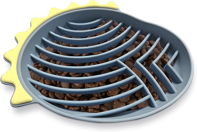 Slow Feeder Dog Bowls, Silicone Dog Slow Feeder, 8.6" L×6.5" W×1.4" H Pet Bowls for Dogs and Cats to Prevent Choking, Non-Slipping Pet Bowl for Dry Wet Food, Dogs Accessories(Blue)