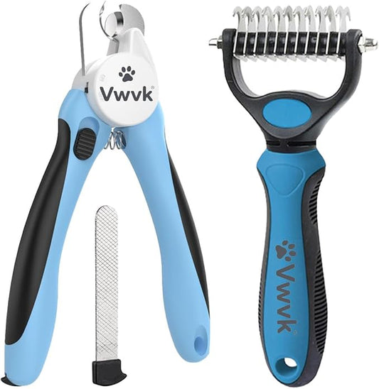 Pet Grooming Kit,Cat Bristle Brush, Quick Sensor Safety Guard to Avoid Over Cutting, Double Sided Dematting Undercoat Rake for Dogs and Cats