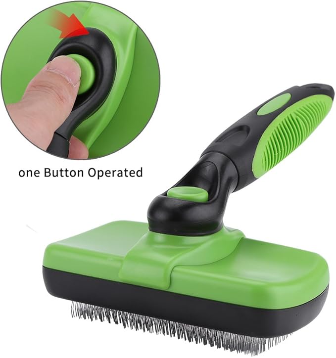 Self Cleaning Pet Slicker Brush Comb, Professional Dog Cat Grooming Tool, Retractable for Easy Hair Removal, Ergonomic Handle for Long Hair Medium Short Thick Wiry Curly C