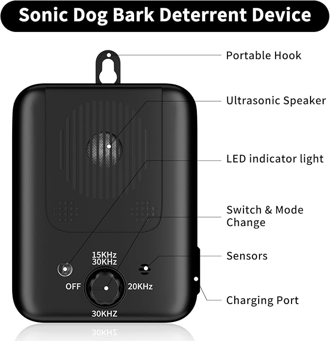 Anti Barking Device for Dogs - 50FT Dog Barking Deterrent Device - 3 Modes Ultrasonic Stop Dog Barking - Rechargeable Bark Stopper Indoor Outdoor Home Garden Automatic Bark Alarm Tool Dogs (Brown)