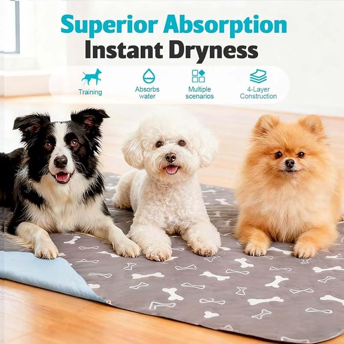 Puppy Pads for Dogs, 2026 New Washable Puppy Pads with Pheromones, Pee Pads for Dogs & Cats, Durable Leak-Proof & Anti-Slip Pet Training Pads for Home & Travel, Reusable (Grey, 11.8" x 11.8")