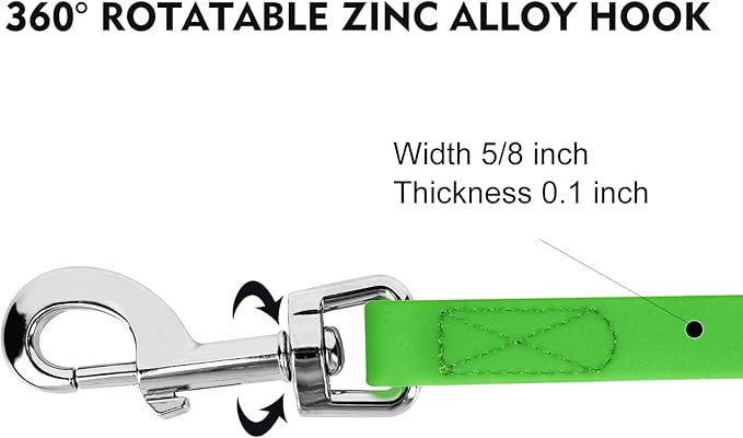 Waterproof Long Leash Durable Dog Recall Training Lead Great for Outdoor Hiking, Training, Yard, Beach and Swimming (Green, 15ft)