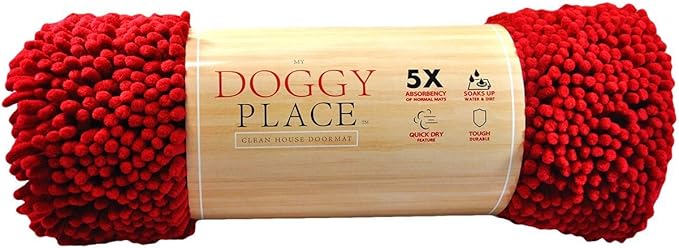 My Doggy Place Dog Mud Mat, 36" x 26" Red – Thick Microfiber Entry Rug for Snow, Mud & Salt – Absorbent, Quick-Dry, Washer-Safe & Non-Slip, Large