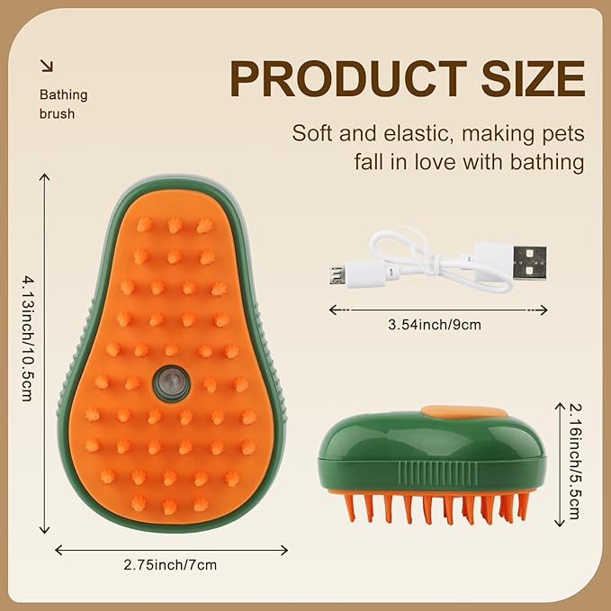 Cat Steam Brush, 3 in 1 Dog Steamy Brush, Silicone Massage Grooming Comb, Pet Hair Cleaning Misting Comb for Cats Dogs(Avocado White/Green)