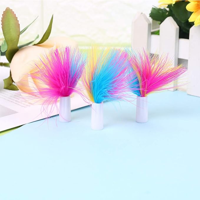 3 Pack Cat Feather Refills, Interactive Teaser Wand Attachments, Colorful Replacement Bird Lures for Kitten Chasing Toy