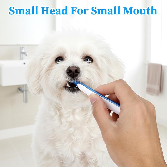 3 Pcs Small Dog Toothbrush Kit: Silicone 360 Pet Tooth Brushes for Dogs Cat, 3-Sided Dog Toothbrush Set of 3 Different Shapes PP+Nylon