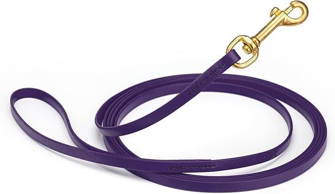 Viper Biothane K9 Working Dog Leash Waterproof Lead for Tracking Training Schutzhund Odor-Proof Long Line with Solid Brass Snap for Puppy Medium and Large Dogs, 15ft Violet Purple