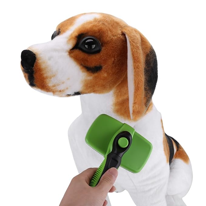 Self Cleaning Pet Slicker Brush Comb, Professional Grooming Tool for Dogs and Cats, Stainless Steel with Retractable Button, Ergonomic Handle for Long Short Thick Wiry or