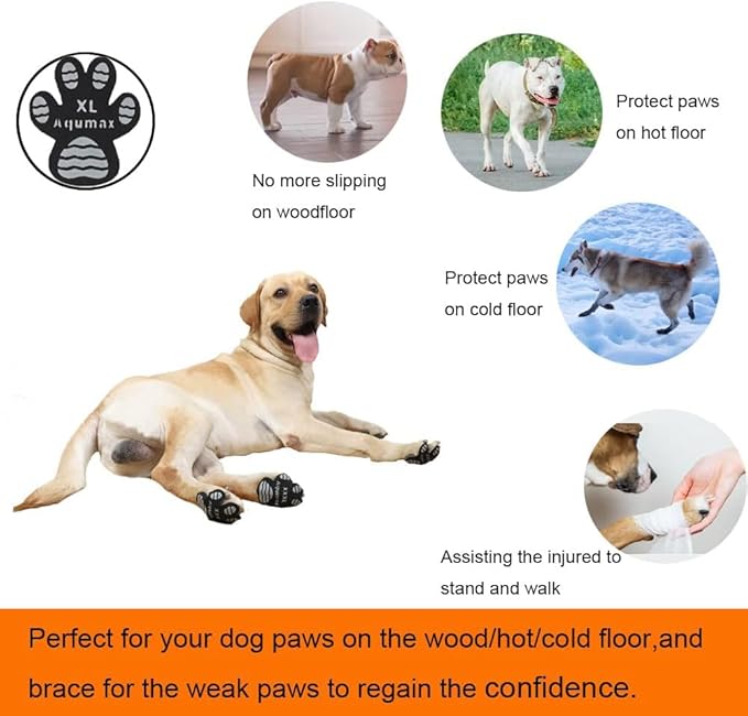 Aqumax Dog Anti Slip Paw Grips Traction Pads,Dog Feet Stickers with Stronger Adhesive,Paw Protection to Provide Traction for Slippery Floors,Essentials for Senior Dogs,12 Sets (48 pcs) L Black