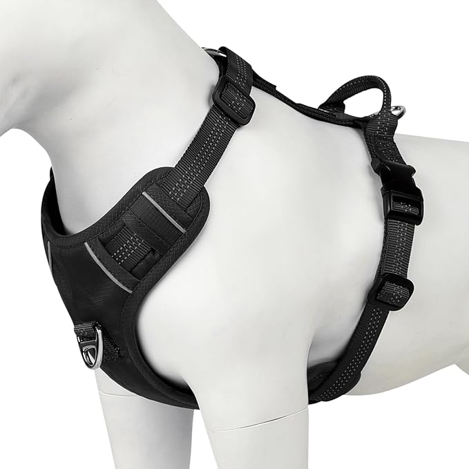 Plutus Pet No Pull Dog Harness, Reflective Adjustable Dog Vest Harness with Handle, Escape Proof, Soft Padded for Small Medium Large Dogs (Black, S)