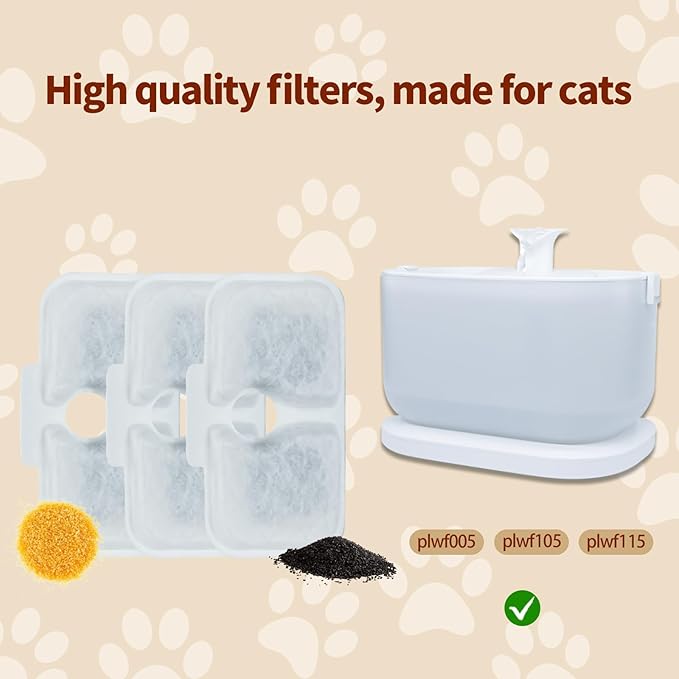 20 Pcs Cat Water Fountain Filters Compatible with PETLIBRO,10 Pack Fountain Replacement Filter & 10 Pack Pre-Filter Sponges, Cat Fountain Filter for 2.5L/84oz PLWF005 & PLWF105 & PLWF115
