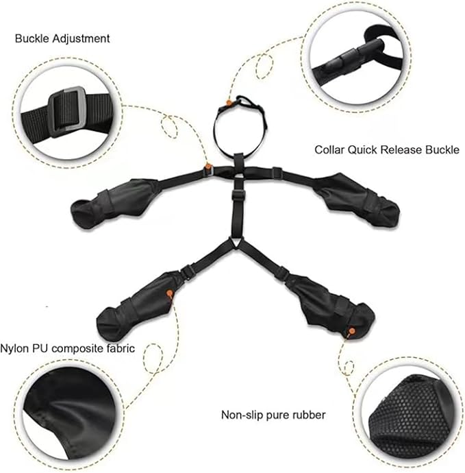 Waterproof, Anti-Slip Dog Boots for Small/Medium Dogs. Protects Paws on hot Pavement, Snow, and Outdoor Walks. Secure Harness Design. Ideal for All Seasons (XXL)