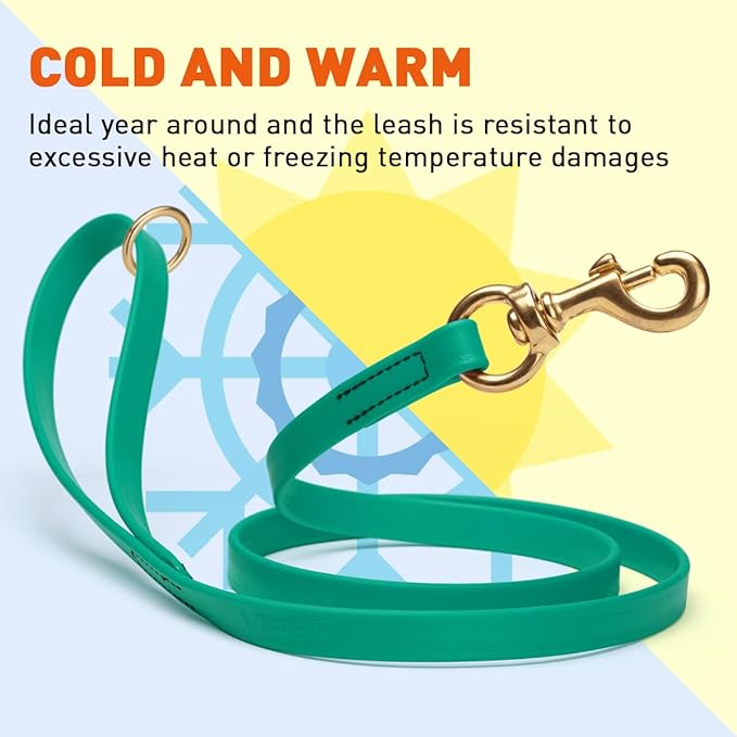 Viper Biothane K9 Working Dog Leash Waterproof Lead for Tracking Training Schutzhund Odor-Proof Long Line with Solid Brass Snap for Puppy Medium and Large Dogs 4ft, Teal