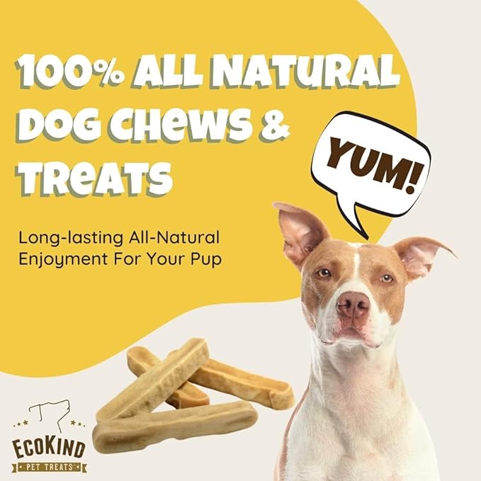 EcoKind Premium Gold Yak Cheese Himalayan Dog Chews, Dog Treats Large Breed, All Natural, High Protein Chew, Peanut Butter, Large - 18+ Chews