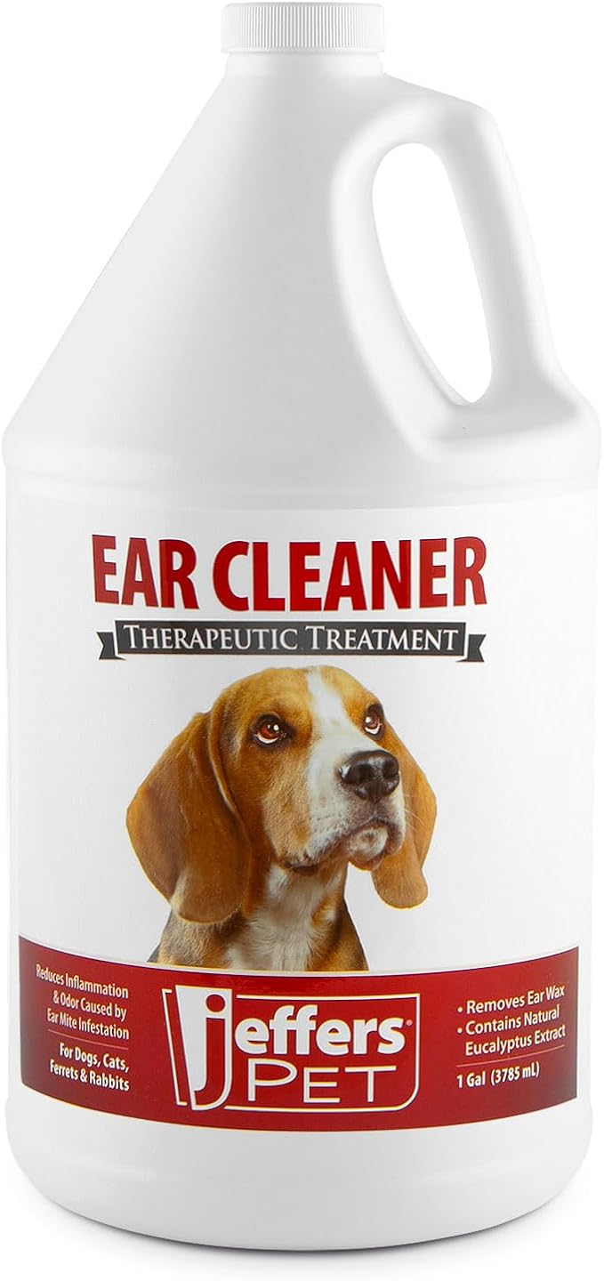 Jeffers Pet Ear Cleaning Solution for Dogs, Cats & Puppies – Aloe Vera Ear Wash for Wax & Odor Removal, Itchy Ear Comfort, Routine Ear Hygiene, Home Grooming, Travel Friendly Pet Care – 128 oz