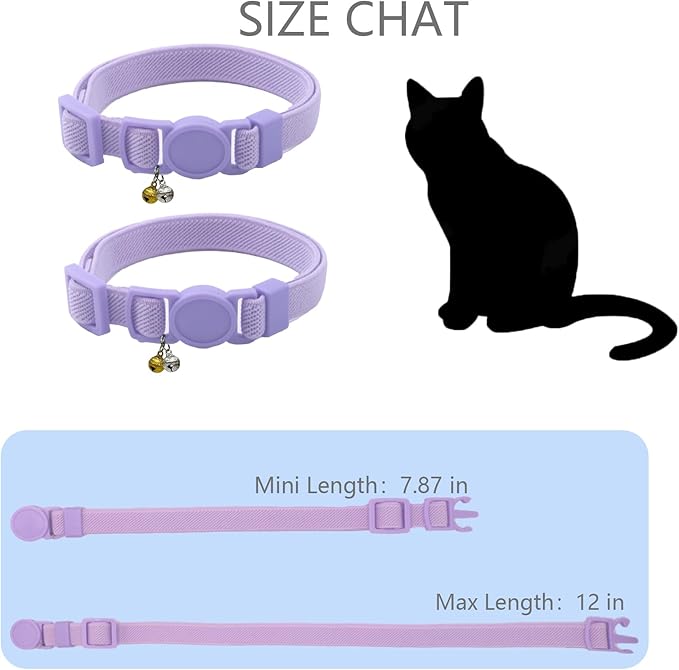Breakaway Cat Collar with Bell, Safety Buckle Kitten Collar, Elastic Strech Quick Release, Adjustable Lightweight Collars for Girl Boy Cats, Pet Supplies, Accessories, Gifts Purple