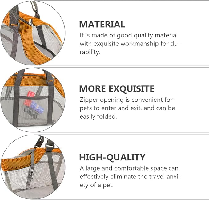 Lightweight Breathable Nylon Pet Carrier Bag for Cats Dogs Up Detachable Pad Comfortable Mesh Design for Travel Shopping Hiking Orange