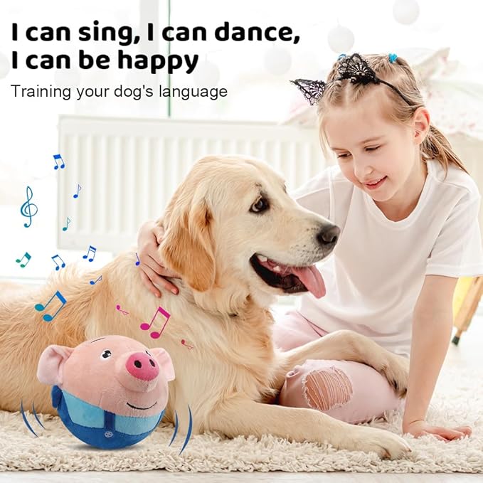Active Moving Pet Plush Toy, Upgrade Interactive Dog Toys Talking Moving Dog Ball Toy Washable Cartoon Pig Plush Sound Electronic Herding Ball for Dogs Shake Bounce Boredom Talking Toys (Panda)