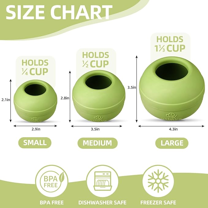 Long-Lasting Interactive Dog Lick Toy, Stuffable Dog Enrichment to Keep Dogs Busy, Wobbly Treat Dispensing Freezable Chew Toys, Food-Grade Safe (Green,S)