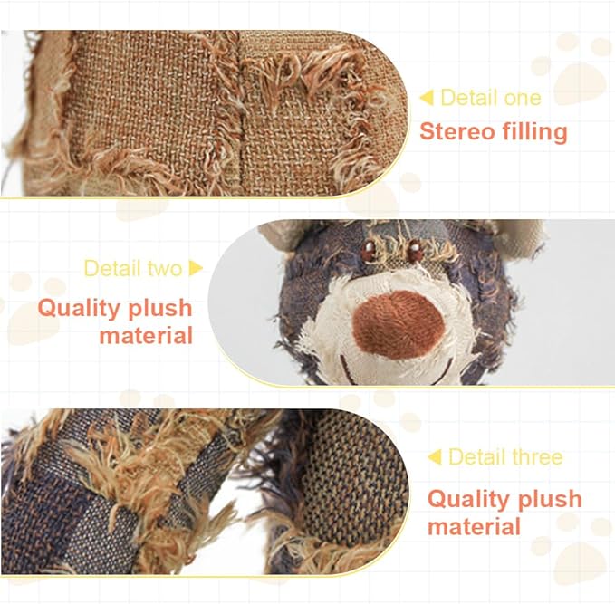 Dog Toys for Aggressive Chewers,Indestructible Robust Bear Toy, Durable Squeaky Toys for Heavy Chewers, Interactive Dog Toy Unbreakable Stuffed Plush for Small, Medium Sized Dogs (Blue, Large)