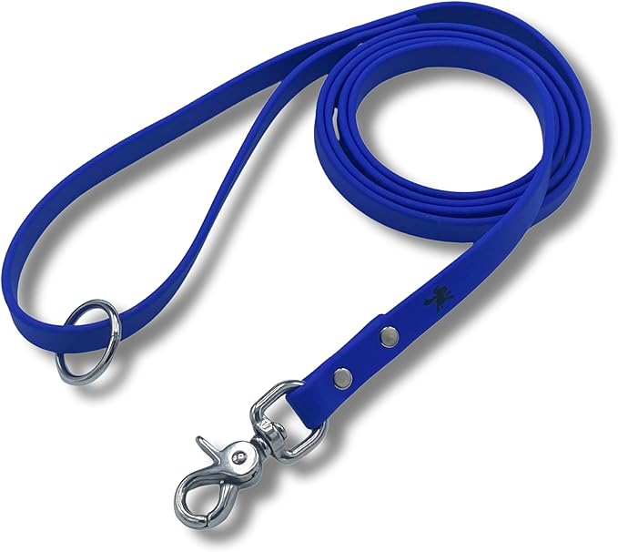 Gummy K9 Biothane Dog Leash, Professional Training Lead, Stainless Steel, New Advanced Safety Clasp, Weatherproof, Waterproof, Long Lasting, 6 Ft (5/8 Blue), Small, Medium, Large Dogs, Made in USA