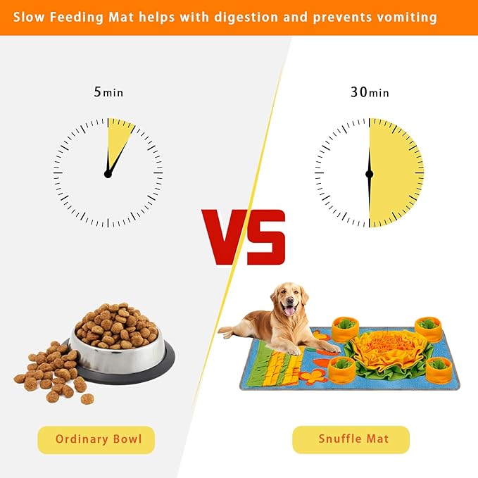 KVEXLIM Snuffle Mat for Dogs - Interactive Dog Feeding Mat with Squeaky Center & 2 Spikey Balls | Mental Enrichment Toy for Small, Medium, Large Dogs | Slow Feeder, Machine Washable, Non-Slip Base
