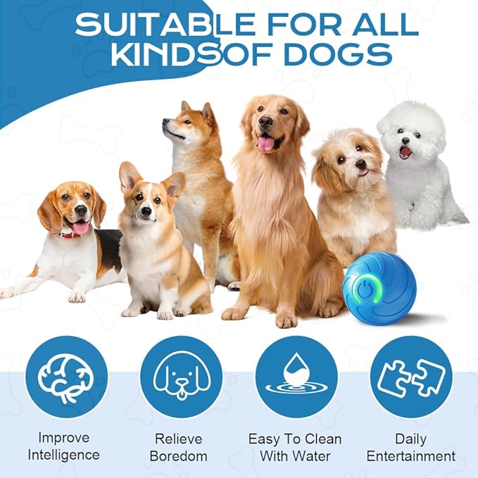 Interactive Dog Ball, 2026 Upgraded Activated Automatic Rolling Balls for Dogs, Self Moving Vibrating Smart Jumping Bouncing and Rotating Pets Toy to Keep Them Busy (New-Orange)