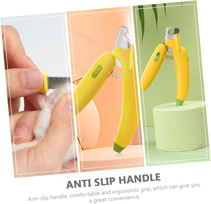 TOYANDONA LED Illuminated Pet Nail Clipper for Cats and Dogs Sharp Blades with Safety Guard Ergonomic Elastic Design for Easy Precise and Effortless Nail Trimming Yellow