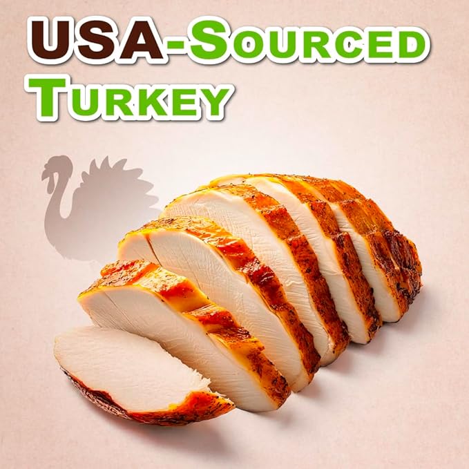 A Freschi srl Natural Turkey Dog Treats, USA-Sourced Trukey, All-Natural, Hypoallergenic, High-Protein, Low-Fat, Healthy & Easily Digestible, Dog Snack, Jerky 12 oz