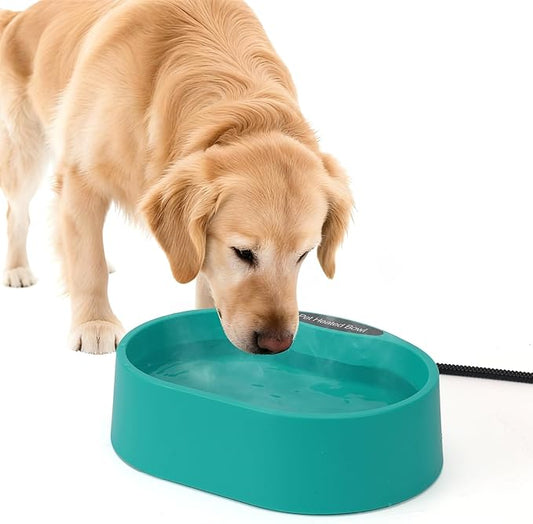 Large Heated Pet Water Bowl for Dogs,Cats,Chicken, Heated Dog Water Bowl Outdoor Heated Water Bowl for Cat, 3.7L Heated Dog Bowl-Keep Water Warm in Winter, 35W Thermostatic Control and Anti Chew Cord