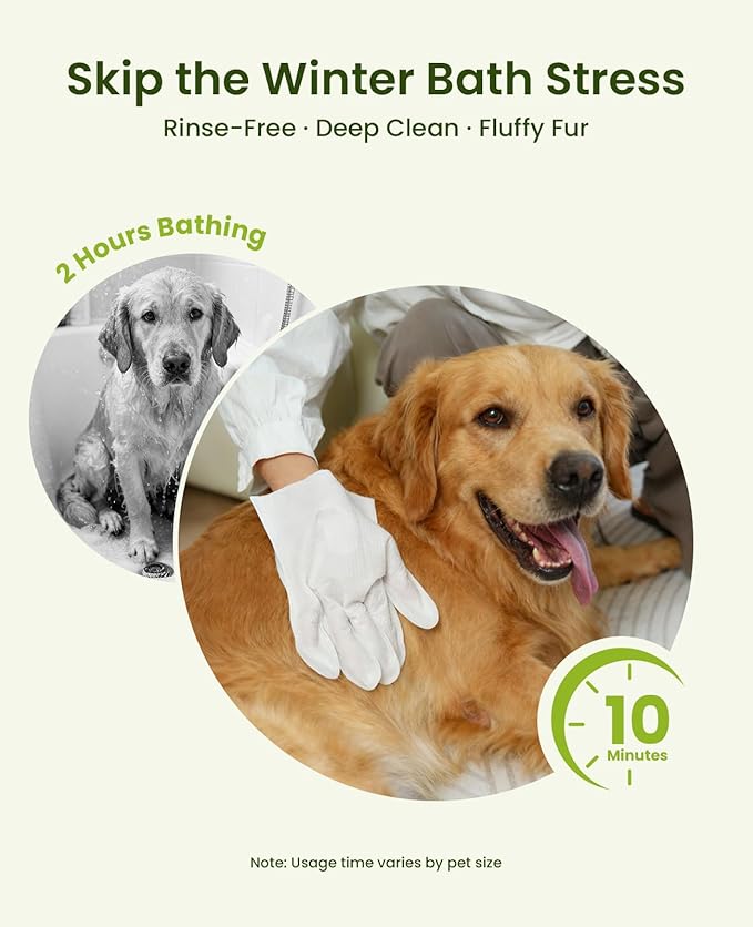 12PCS Hypoallergenic Pet Glove Wipes for Dogs & Cats - Quick Clean & Deodorizing Between Baths & Travel | Dog Washing Wipes for Fur, Butt, Paws, Eyes & Ears |Cat Cleaning Gloves for Grooming & Bathing