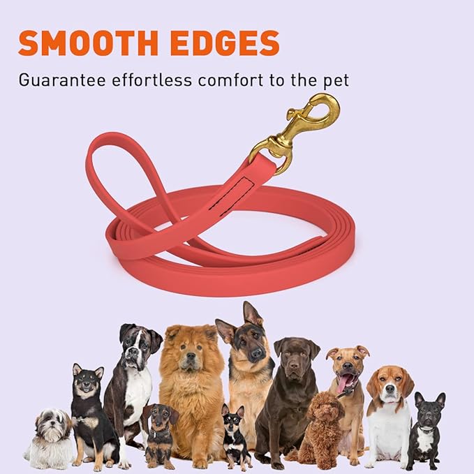 Viper K9 Biothane Working Dog Leash Waterproof Lead for Tracking Training Schutzhund Dog Sport & Search - Odor-Proof Long Line with Solid Brass Snap for Puppy Medium and Large 3/4" x 10ft Coral