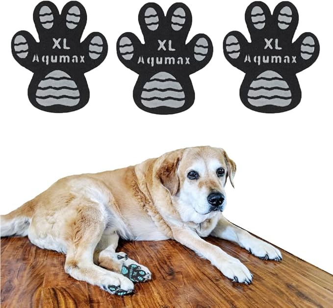 Aqumax Dog Paw Protector Non-Slip Gripper Traction Pads,Walk Assistant for Senior Dogs,Foot Stickers for Hardwood Floors,Dog Shoes Booties Socks Replacement,6 Sets (24 pcs) XL Black