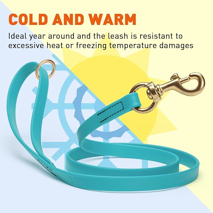 Viper Biothane K9 Working Dog Leash Waterproof Lead for Tracking Training Schutzhund Odor-Proof Long Line with Solid Brass Snap for Puppy Medium and Large Dogs 6ft, Sky Blue