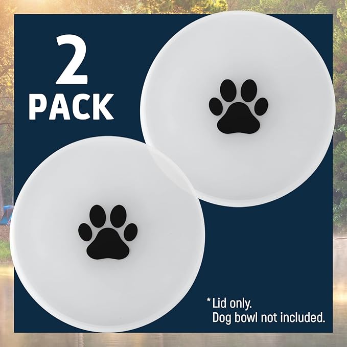 IMPRESA Silicone Dog Bowl Covers - Airtight & Watertight Lids for Dog Bowls - Dishwasher-Safe Silicone Lid - 8-Inch, White & Black, Pack of 2