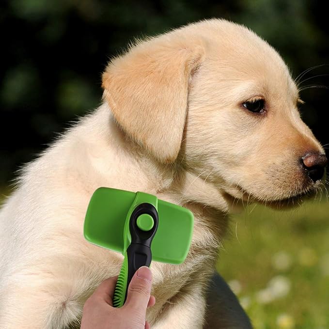 Self Cleaning Pet Slicker Brush Comb, Professional Dog Cat Grooming Tool, Retractable for Easy Hair Removal, Ergonomic Handle for Long Hair Medium Short Thick Wiry Curly C