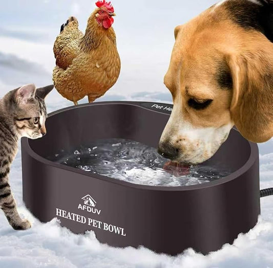 Heated Water Bowl for Dogs Cats Outdoor, 3.7L Thermostatic Heated Pet Bowl for Outside Dog Cat Chickens Duck Birds Waterer in Winter, Automatic Heated Dog Bowl Outdoor with Anti Chew Cord