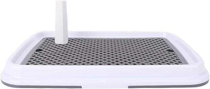 Pee Pad Holder for Dog,with Grate Odor Proof Easy to Clean Plastic Pee Pad Pet Potty Tray for Small Dogs (Grey)