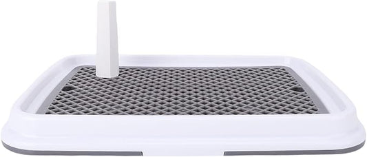 Pee Pad Holder for Dog,with Grate Odor Proof Easy to Clean Plastic Pee Pad Pet Potty Tray for Small Dogs (Grey)