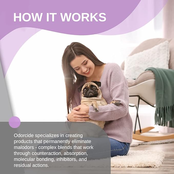 Odorcide Odormed Odor Eliminator Concentrate - Pet Odor Eliminator for Strong Odor on Floors, Walls, Cages & More - All-Purpose with Safe, Non-Enzymatic Formula (1 Gal, French Lavender Vanilla)