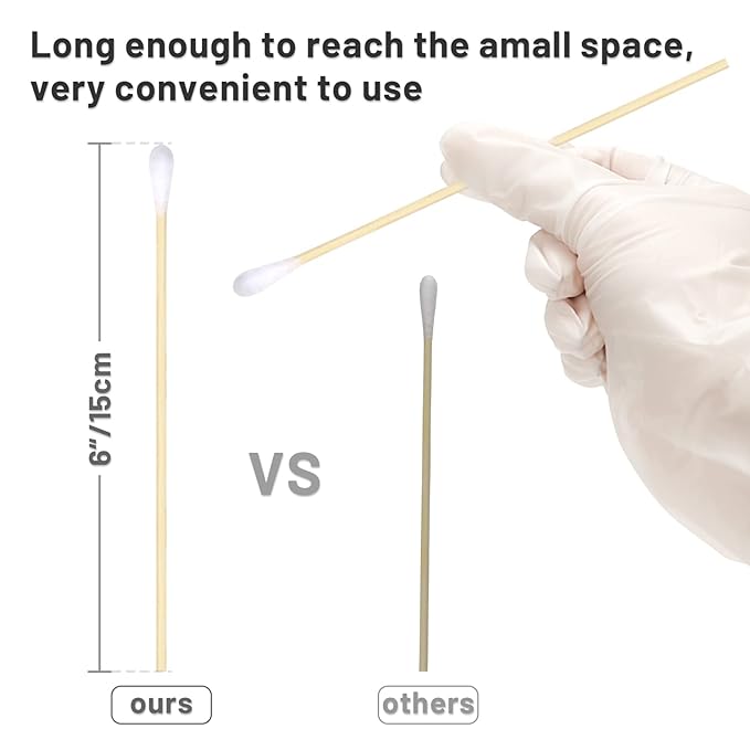 1000PCS 6" Cotton Swabs in Storage Box - Long Cotton Swab with Bamboo Sticks - Lint Free, Highly Absorbent Single Tipped Applicators for Makeup, Pet Care, Home Cleaning