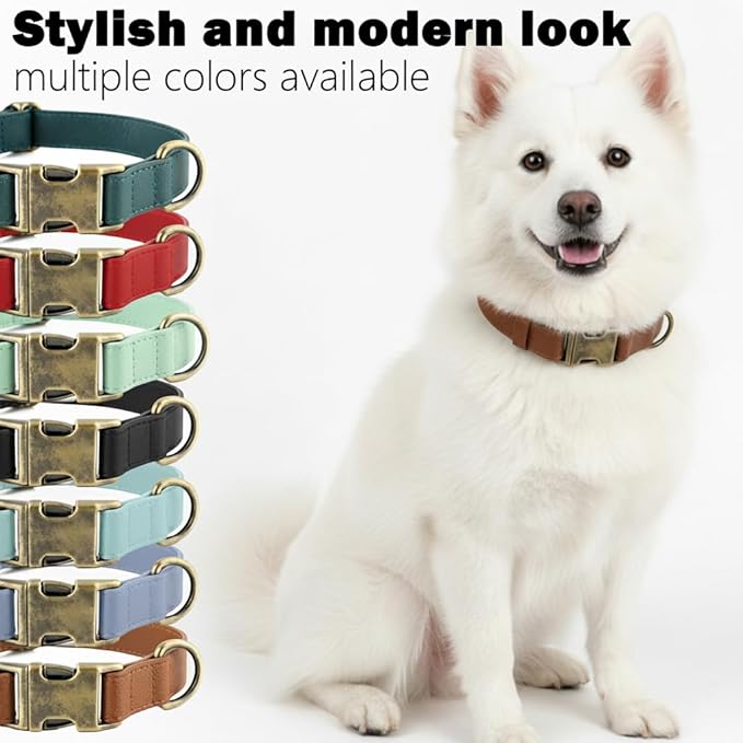 Dog Collars for Small Dogs Silicone Leather Dog Collars Soft Flexible Waterproof Odor-Proof Durable Thick Classic Adjustable Pet Puppy Collar (Brown, Small (9-14" Neck))